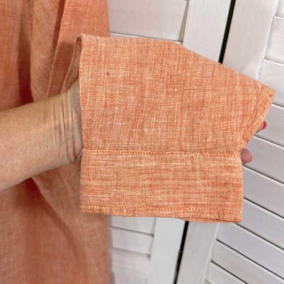 Sigrid Olsen Linen Size 3X Orange Long Sleeve Shirt Top - Picture 7 of 10